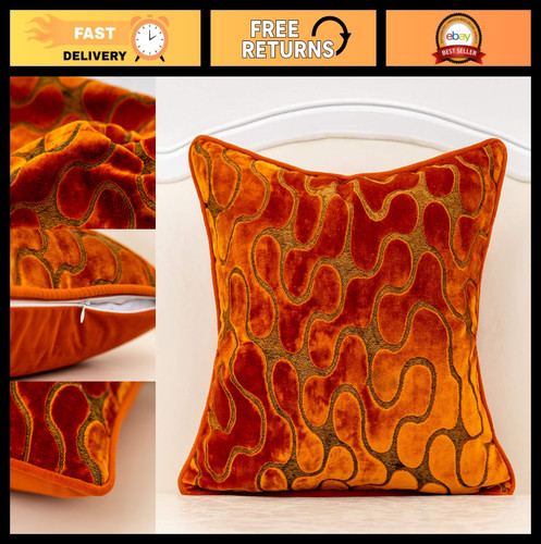 20x20 orange velvet throw - velvet,