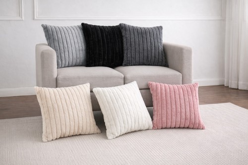 Ribbed plush cushion covers - ribbed,