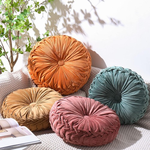 Velvet round throw pillows - velvet,