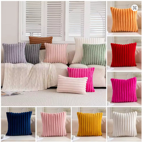 Ribbed plush cushion covers - plush,